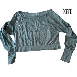 Women cropped off shoulder sweater